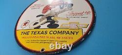 Vintage Texaco Gasoline Porcelain Chevrolet Gas Service Station Pump Plate Sign
