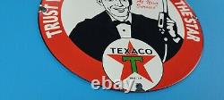Vintage Texaco Gasoline Porcelain Gas Texas Oil Service Station Pump Plate Sign