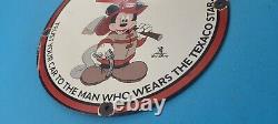 Vintage Texaco Gasoline Porcelain Mickey Mouse Chief Walt Disney Gas 12 Sign