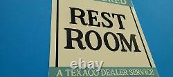 Vintage Texaco Gasoline Porcelain Restroom Service Station Pump Plate Ad Sign