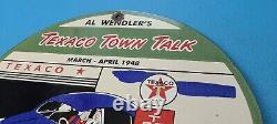 Vintage Texaco Gasoline Porcelain Town Talk Gas Service Station Petro Pump Sign