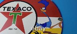 Vintage Texaco Gasoline Sign Red Star Road Runner Gas Pump Service Sign