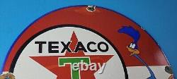 Vintage Texaco Gasoline Sign Red Star Road Runner Gas Pump Service Sign