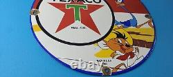 Vintage Texaco Gasoline Sign Red Star Road Runner Gas Pump Service Sign