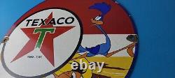 Vintage Texaco Gasoline Sign Red Star Road Runner Gas Pump Service Sign