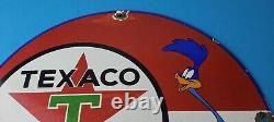 Vintage Texaco Gasoline Sign Red Star Road Runner Gas Pump Service Sign