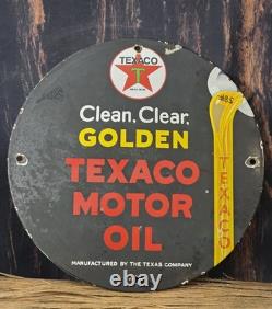 Vintage Texaco Golden Texaco Motor Oil Porcelain Sign 12