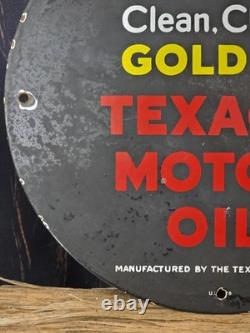 Vintage Texaco Golden Texaco Motor Oil Porcelain Sign 12