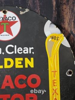 Vintage Texaco Golden Texaco Motor Oil Porcelain Sign 12