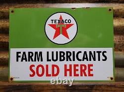 Vintage Texaco Lubricants Porcelain Sign Farm Sold Here Texas Us Gas Oil Company