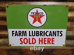 Vintage Texaco Lubricants Porcelain Sign Farm Sold Here Texas Us Gas Oil Company