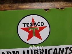 Vintage Texaco Lubricants Porcelain Sign Farm Sold Here Texas Us Gas Oil Company