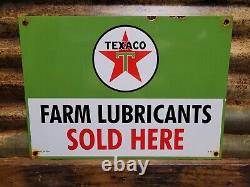Vintage Texaco Lubricants Porcelain Sign Farm Sold Here Texas Us Gas Oil Company