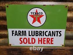 Vintage Texaco Lubricants Porcelain Sign Farm Sold Here Texas Us Gas Oil Company