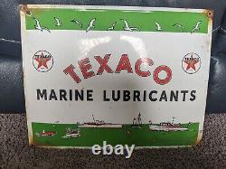 Vintage Texaco Marine Lubricants Porcelain Metal Gas Station Sign 13 X 16