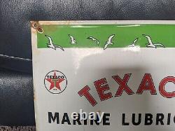 Vintage Texaco Marine Lubricants Porcelain Metal Gas Station Sign 13 X 16