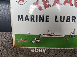 Vintage Texaco Marine Lubricants Porcelain Metal Gas Station Sign 13 X 16
