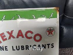 Vintage Texaco Marine Lubricants Porcelain Metal Gas Station Sign 13 X 16