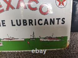 Vintage Texaco Marine Lubricants Porcelain Metal Gas Station Sign 13 X 16