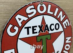 Vintage Texaco Motor Oil Porcelain Sign Texas Gasoline Gas Station Pump Plate