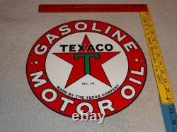 Vintage Texaco Motor Oil The Texas Company 11 3/4 Porcelain Metal Gasoline Sign