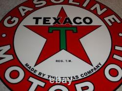 Vintage Texaco Motor Oil The Texas Company 11 3/4 Porcelain Metal Gasoline Sign