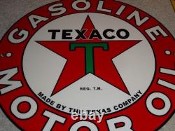 Vintage Texaco Motor Oil The Texas Company 11 3/4 Porcelain Metal Gasoline Sign