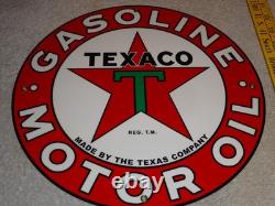 Vintage Texaco Motor Oil The Texas Company 11 3/4 Porcelain Metal Gasoline Sign