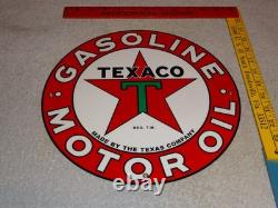 Vintage Texaco Motor Oil The Texas Company 11 3/4 Porcelain Metal Gasoline Sign