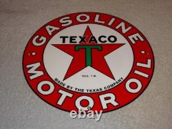 Vintage Texaco Motor Oil The Texas Company 11 3/4 Porcelain Metal Gasoline Sign
