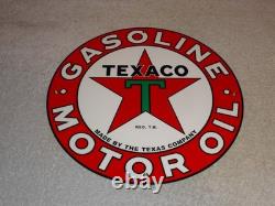 Vintage Texaco Motor Oil The Texas Company 11 3/4 Porcelain Metal Gasoline Sign