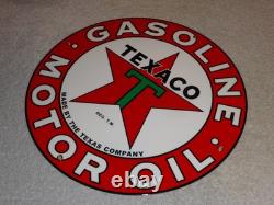 Vintage Texaco Motor Oil The Texas Company 11 3/4 Porcelain Metal Gasoline Sign