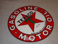 Vintage Texaco Motor Oil The Texas Company 11 3/4 Porcelain Metal Gasoline Sign