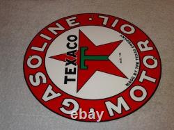 Vintage Texaco Motor Oil The Texas Company 11 3/4 Porcelain Metal Gasoline Sign