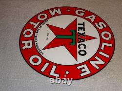 Vintage Texaco Motor Oil The Texas Company 11 3/4 Porcelain Metal Gasoline Sign