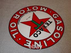 Vintage Texaco Motor Oil The Texas Company 11 3/4 Porcelain Metal Gasoline Sign