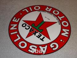 Vintage Texaco Motor Oil The Texas Company 11 3/4 Porcelain Metal Gasoline Sign