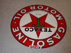 Vintage Texaco Motor Oil The Texas Company 11 3/4 Porcelain Metal Gasoline Sign