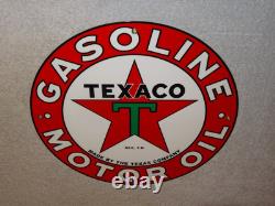 Vintage Texaco Motor Oil The Texas Company 11 3/4 Porcelain Metal Gasoline Sign