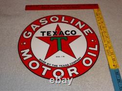 Vintage Texaco Motor Oil The Texas Company 11 3/4 Porcelain Metal Gasoline Sign