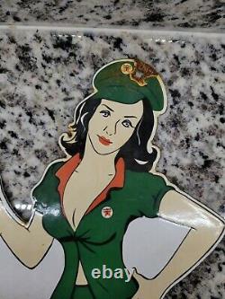 Vintage Texaco Porcelain Sign Metal Texas Gas Station Pump Girl Oil Garage Plate