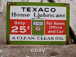Vintage Texaco Porcelain Sign Texas Company Star Donaldson Lubricants Gas Oil