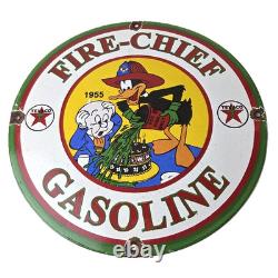 Vintage Texaco Sign Fire Station Sales & Service Gas Pump Porcelain Sign