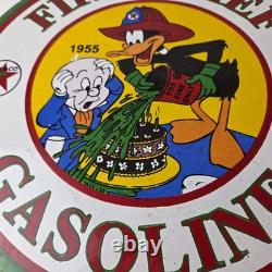 Vintage Texaco Sign Fire Station Sales & Service Gas Pump Porcelain Sign