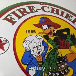 Vintage Texaco Sign Fire Station Sales & Service Gas Pump Porcelain Sign