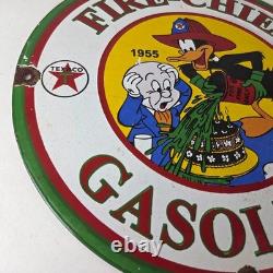 Vintage Texaco Sign Fire Station Sales & Service Gas Pump Porcelain Sign