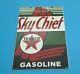 Vintage Texaco Sky Chief Motor Oil Porcelain Metal Gasoline Pump Plate 18 Sign