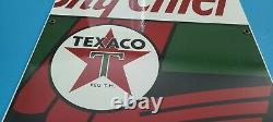 Vintage Texaco Sky Chief Motor Oil Porcelain Metal Gasoline Pump Plate 18 Sign