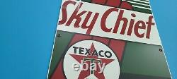 Vintage Texaco Sky Chief Motor Oil Porcelain Metal Gasoline Pump Plate 18 Sign