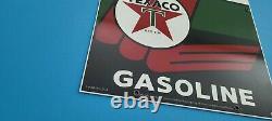 Vintage Texaco Sky Chief Motor Oil Porcelain Metal Gasoline Pump Plate 18 Sign